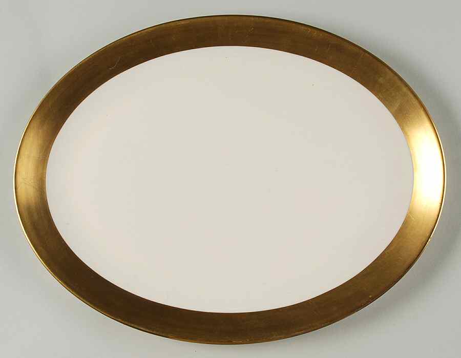 Marlo (Gold Trim, Rim, Verge) 14" Oval Serving Platter by Flintridge-1