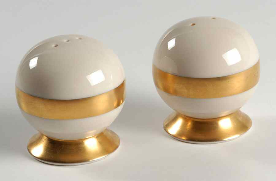 Marlo (Gold Trim, Rim, Verge) Salt & Pepper Set by Flintridge-1