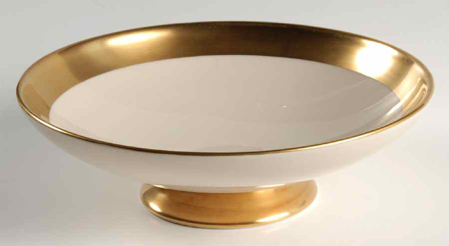 Marlo (Gold Trim, Rim, Verge) Round Compote (Height X Width) by Flintridge-1