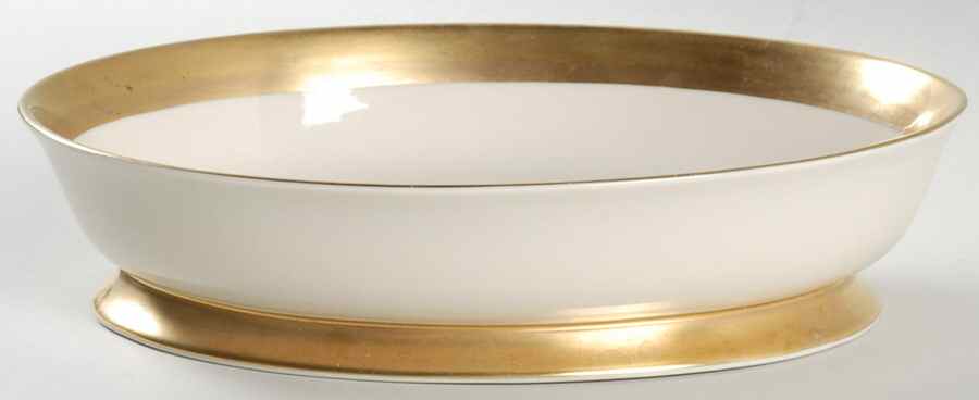 Marlo (Gold Trim, Rim, Verge) 9" Oval Vegetable Bowl by Flintridge-1