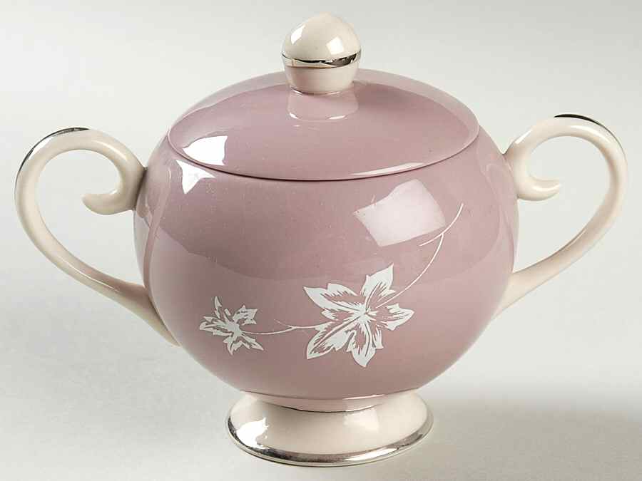 Misty Leaf Mauve Sugar Bowl & Lid by Flintridge-1