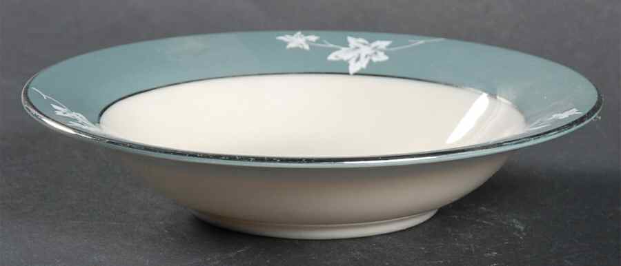 Misty Leaf Peacock Blue Fruit/Dessert (Sauce) Bowl by Flintridge-1
