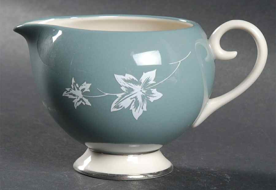 Misty Leaf Peacock Blue Creamer by Flintridge-1