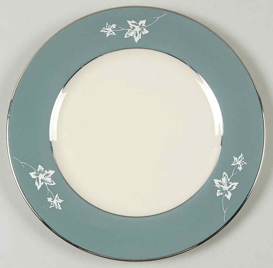Misty Leaf Peacock Blue Bread & Butter Plate by Flintridge-1