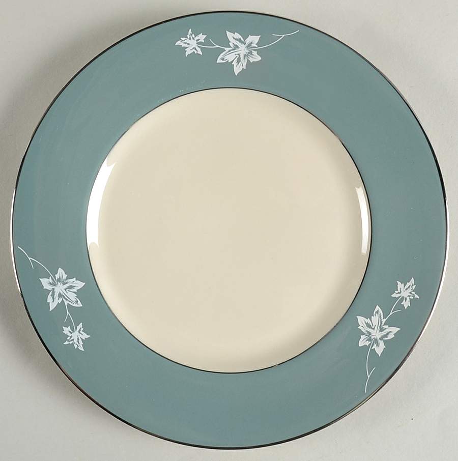 Misty Leaf Peacock Blue Salad Plate by Flintridge-1