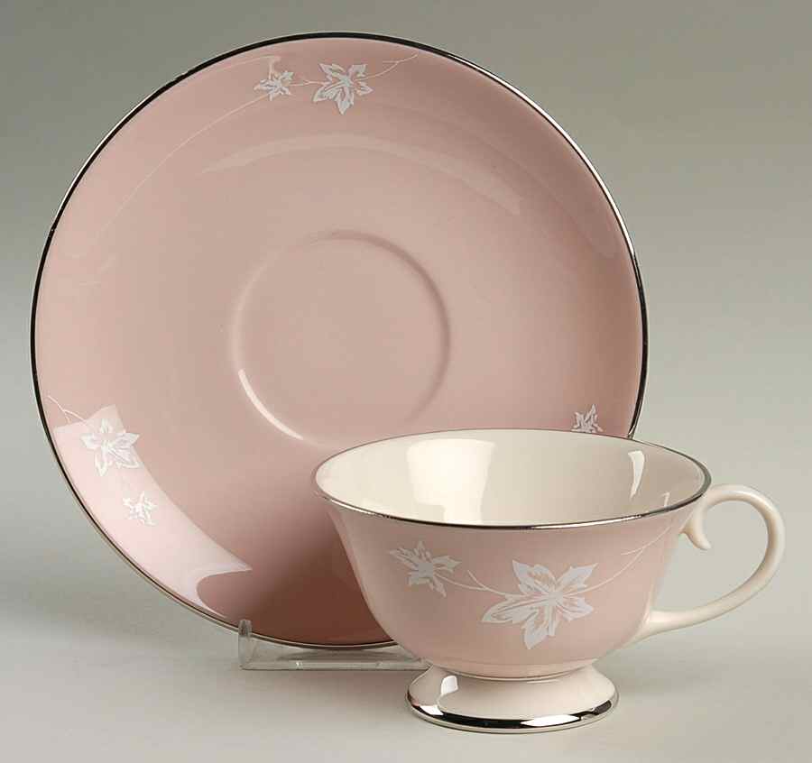 Misty Leaf Rose Footed Cup & Saucer Set by Flintridge-1