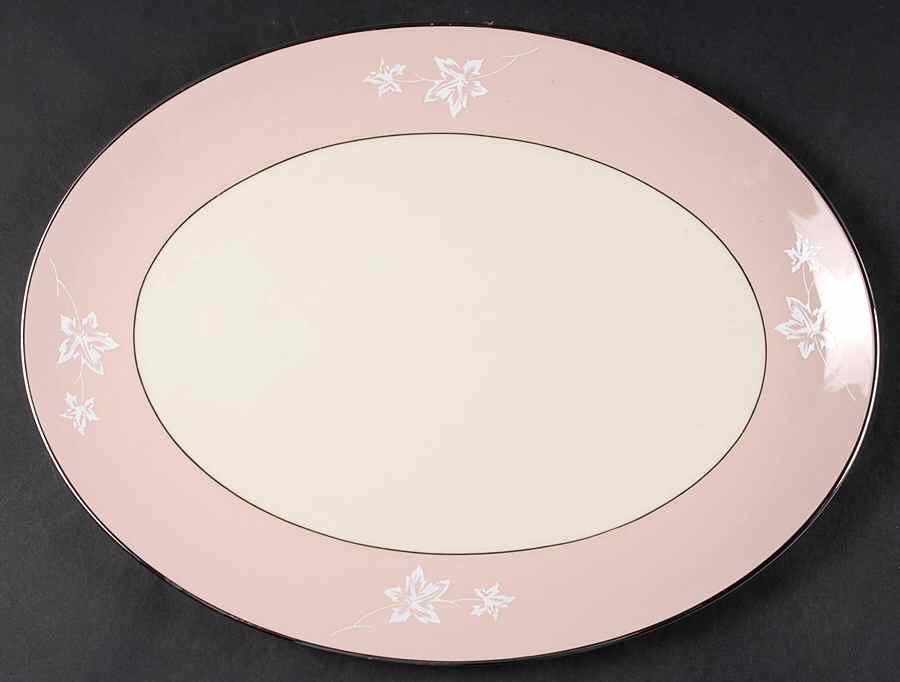 Misty Leaf Rose 14" Oval Serving Platter by Flintridge-1