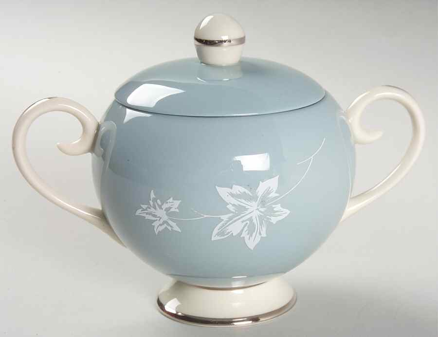 Misty Leaf Strata Blue Sugar Bowl & Lid by Flintridge-1