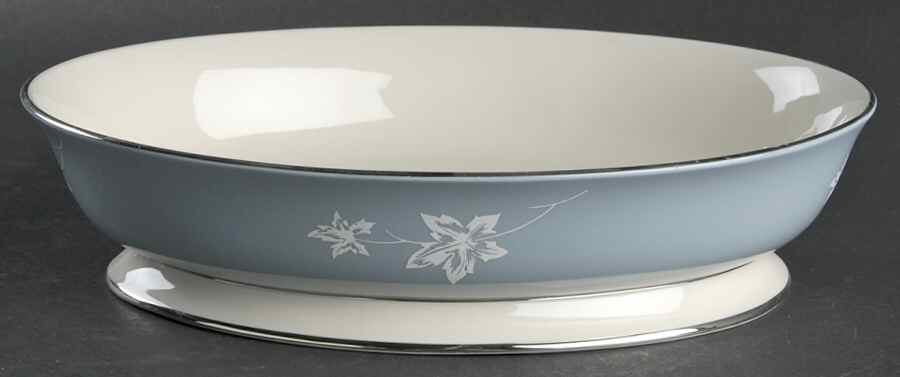 Misty Leaf Strata Blue 10" Oval Vegetable Bowl by Flintridge-1