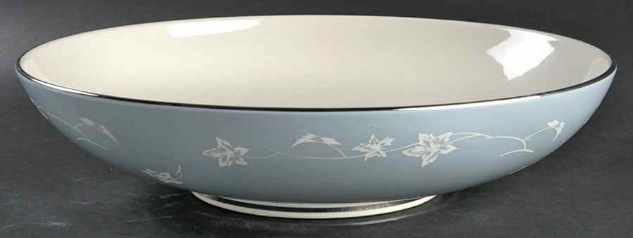 Misty Leaf Strata Blue 14" Large Salad Serving Bowl by Flintridge-1