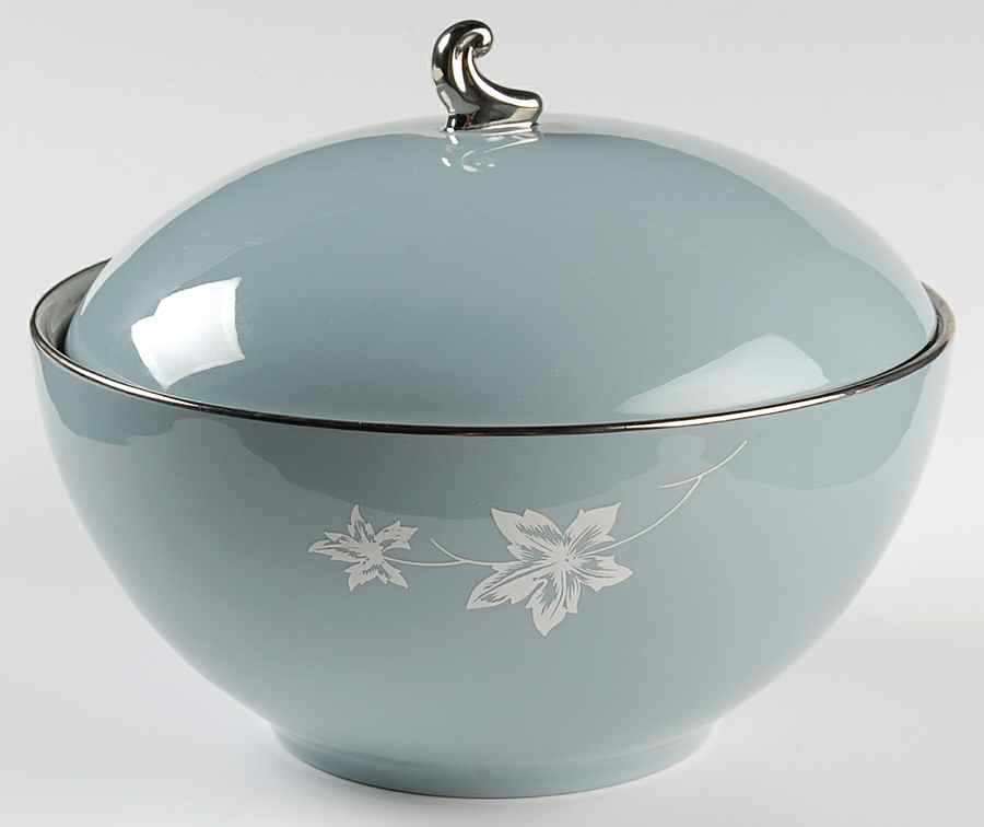 Misty Leaf Strata Blue Round Covered Vegetable by Flintridge-1