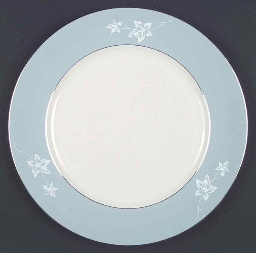 Misty Leaf Strata Blue Dinner Plate by Flintridge-1