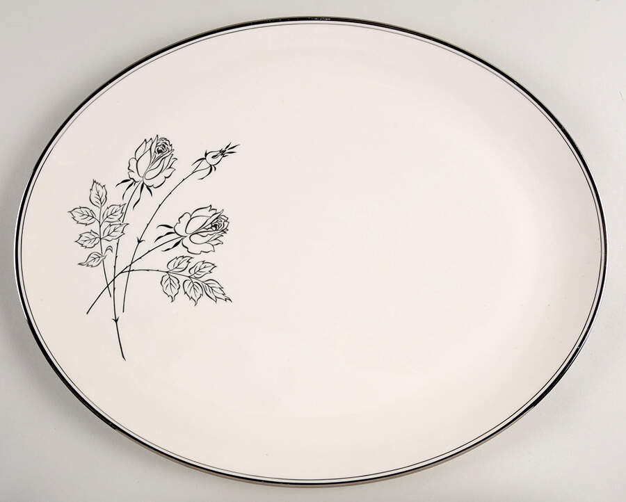 Midnight Rose 15" Oval Serving Platter by Flintridge-1