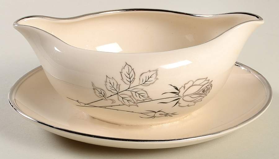 Midnight Rose Gravy Boat with Attached Underplate by Flintridge-1