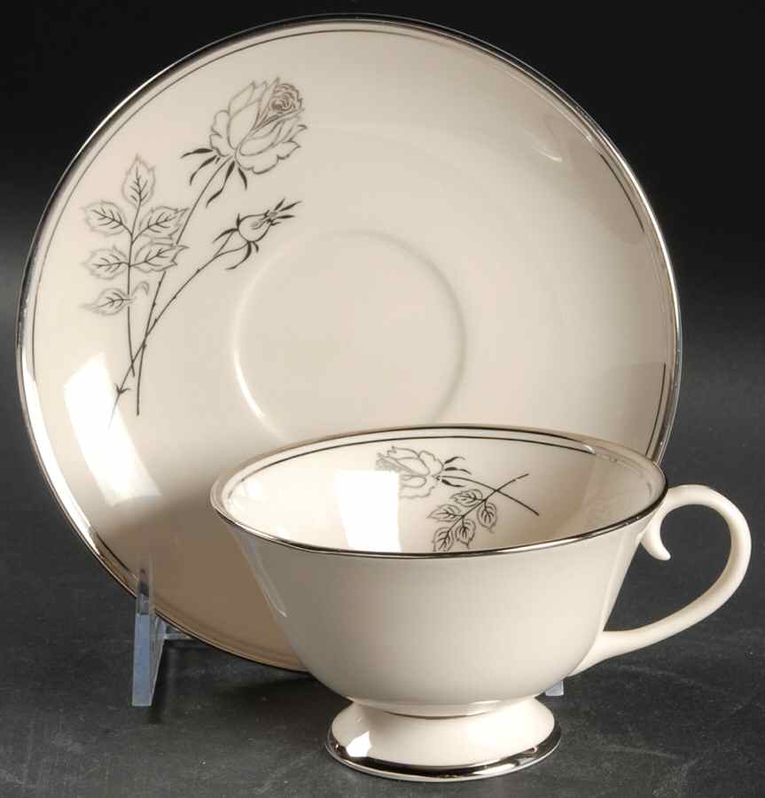 Midnight Rose Footed Cup & Saucer Set by Flintridge-1