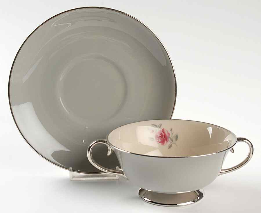 Miramar (Rim) Footed Cream Soup Bowl & Saucer Set by Flintridge-1