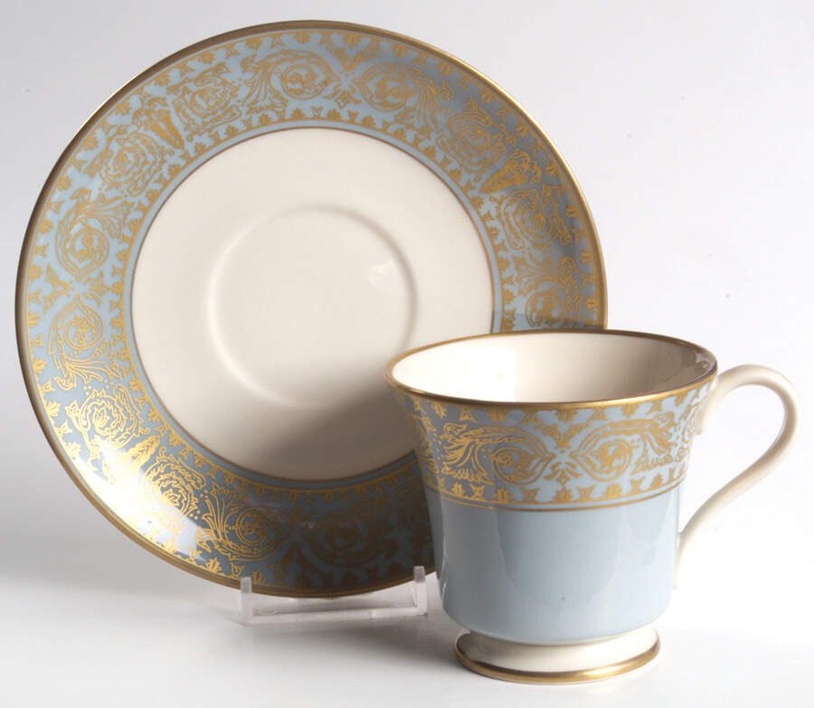 New Vienna Sage Green Footed Cup & Saucer Set by Flintridge-1