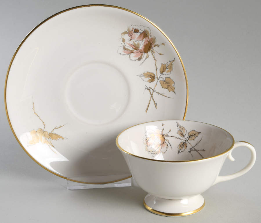 Pallette Rose Footed Cup & Saucer Set by Flintridge-1