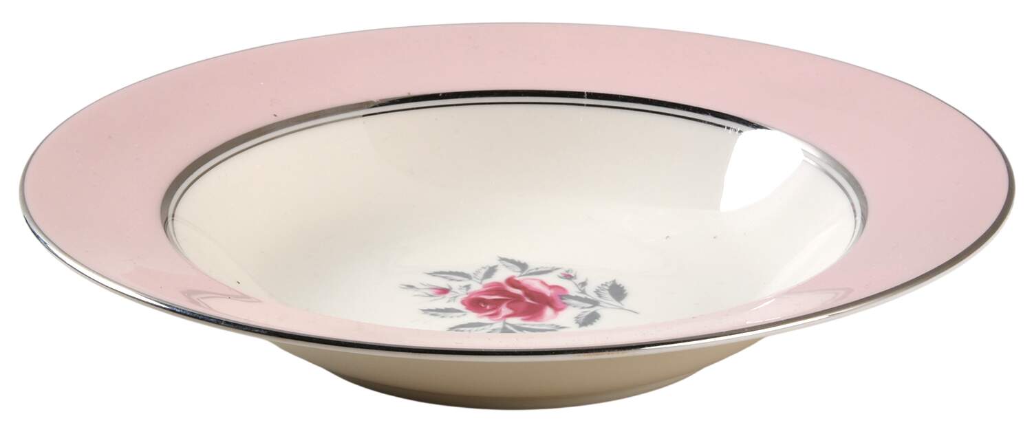 Petal Pink Rose (Rim) Rim Soup Bowl by Flintridge-1