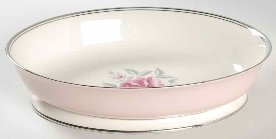 Petal Pink Rose (Rim) 9" Oval Vegetable Bowl by Flintridge-1
