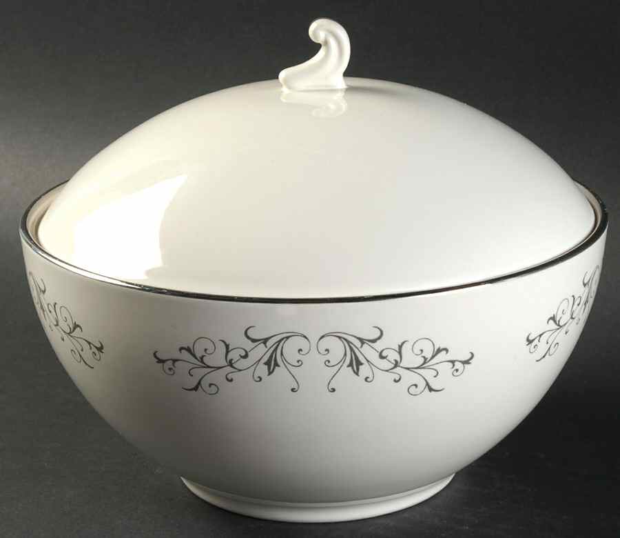 Pierra Grey (Platinum Coupe) Round Covered Vegetable by Flintridge-1
