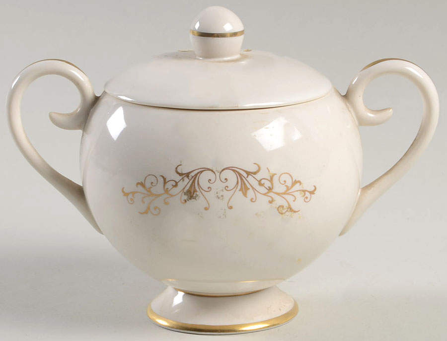Pierra Gold (Gold Trim, Rim) Sugar Bowl & Lid by Flintridge-1