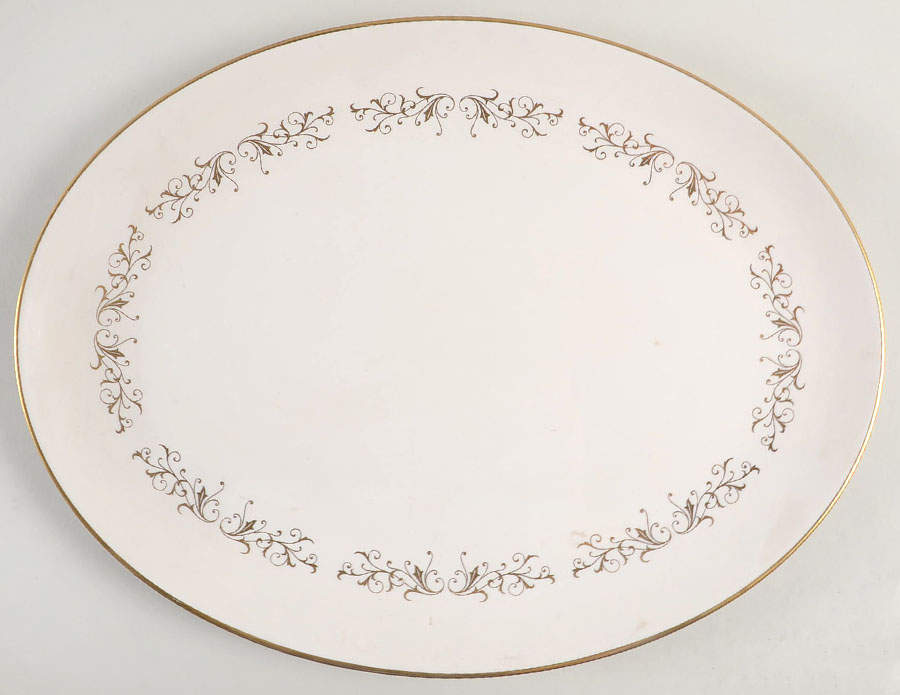 Pierra Gold (Gold Trim, Rim) 14" Oval Serving Platter by Flintridge-1