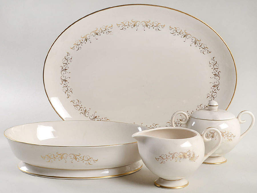 Pierra Gold (Gold Trim, Rim) 5 Piece Hostess Set by Flintridge-1