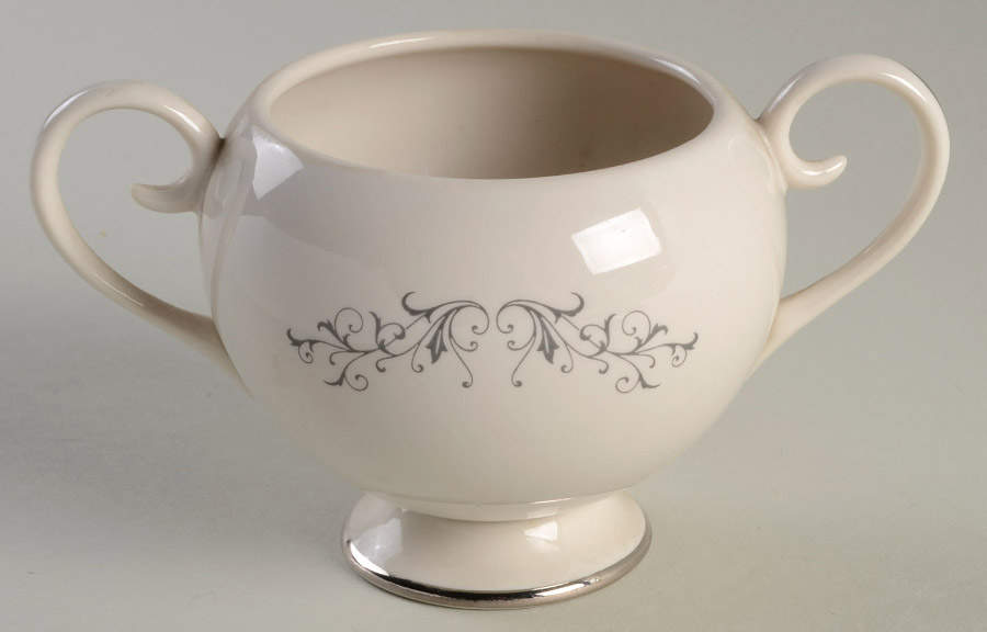 Pierra Grey (Platinum Rim) Sugar Bowl No Lid by Flintridge-1