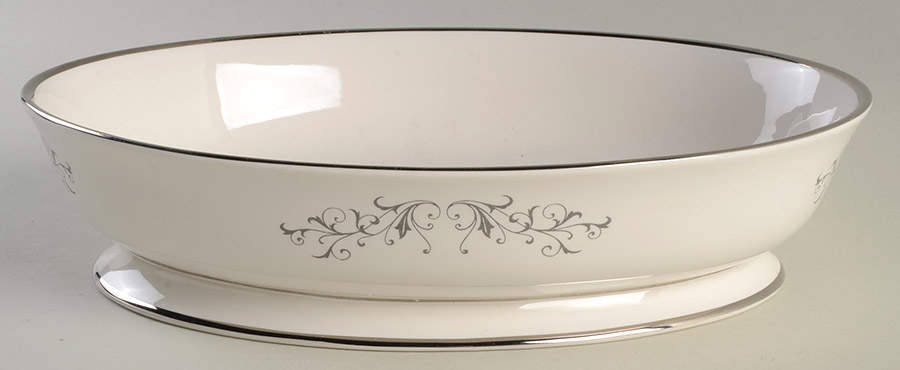 Pierra Grey (Platinum Rim) 9" Oval Vegetable Bowl by Flintridge-1