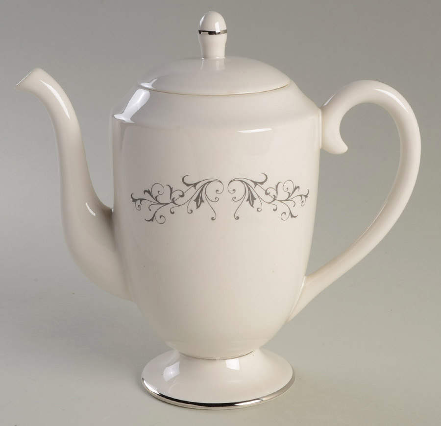 Pierra Grey (Platinum Rim) Coffee Pot & Lid by Flintridge-1