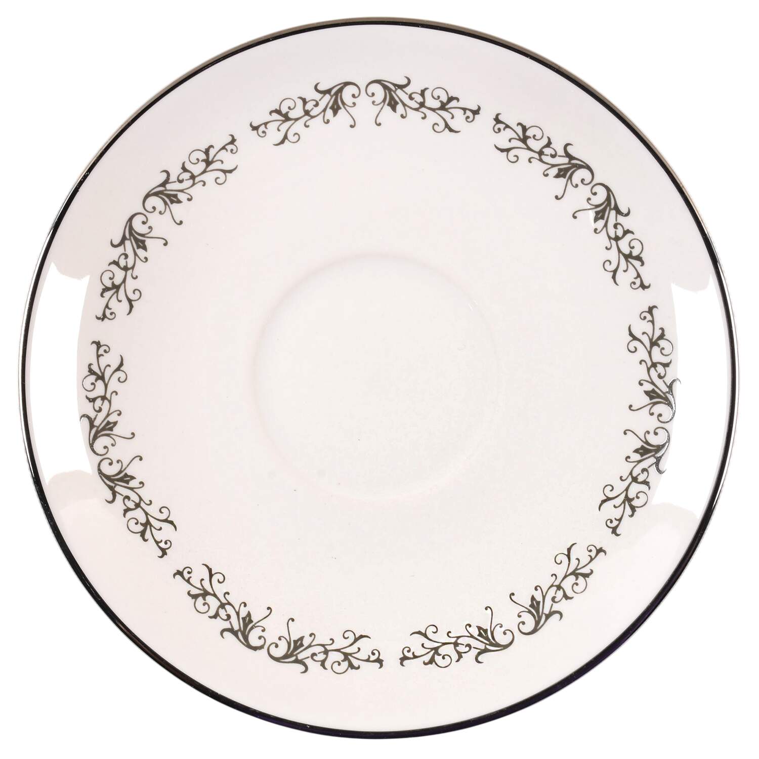 Pierra Grey (Platinum Rim) Saucer for Footed Cup by Flintridge-1
