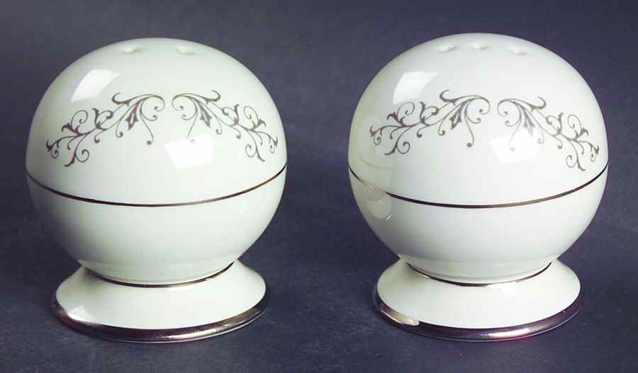 Pierra Grey (Platinum Rim) Salt & Pepper Set by Flintridge-1