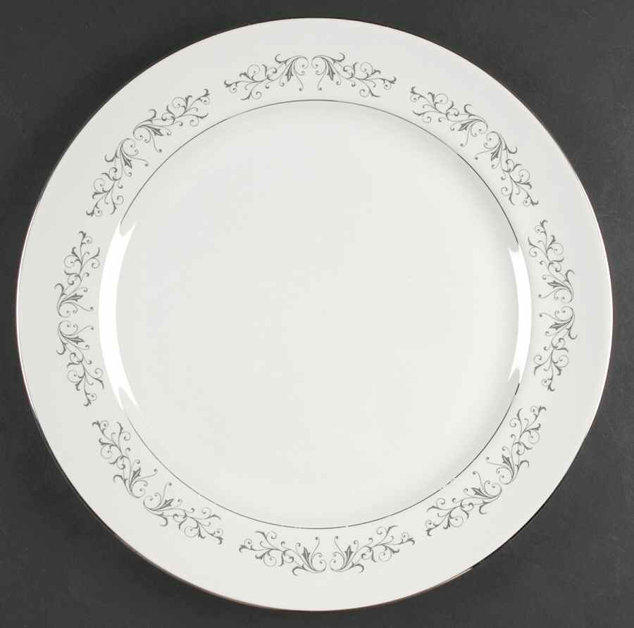 Pierra Grey (Platinum Rim) 14" Chop Plate (Round Platter) by Flintridge-1