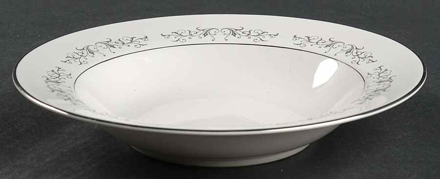 Pierra Grey (Platinum Rim) Rim Soup Bowl by Flintridge-1