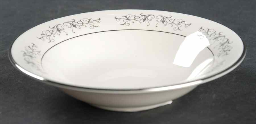 Pierra Grey (Platinum Rim) Fruit/Dessert (Sauce) Bowl by Flintridge-1