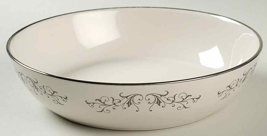 Pierra Grey (Platinum Rim) 8" Round Vegetable Bowl by Flintridge-1