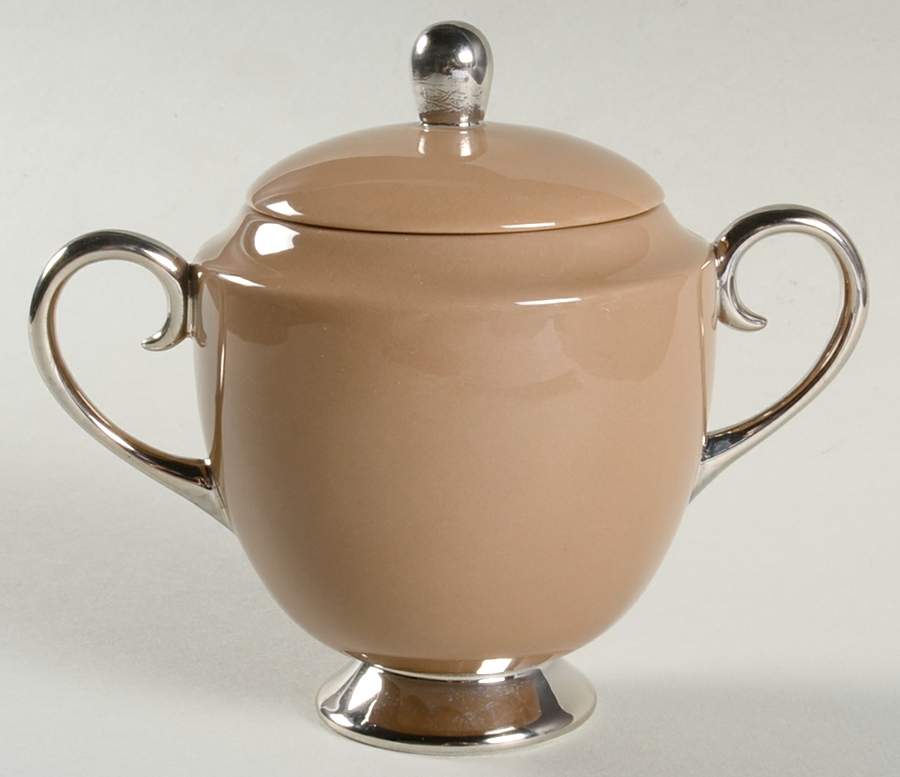 Platinum Cocoa (Rim) Mini Sugar Bowl & Lid by Flintridge-1