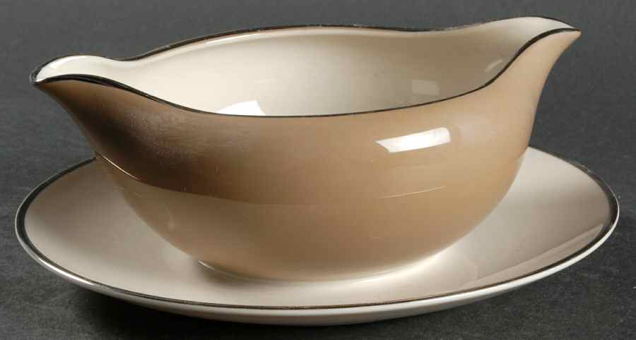 Platinum Cocoa (Rim) Gravy Boat with Attached Underplate by Flintridge-1