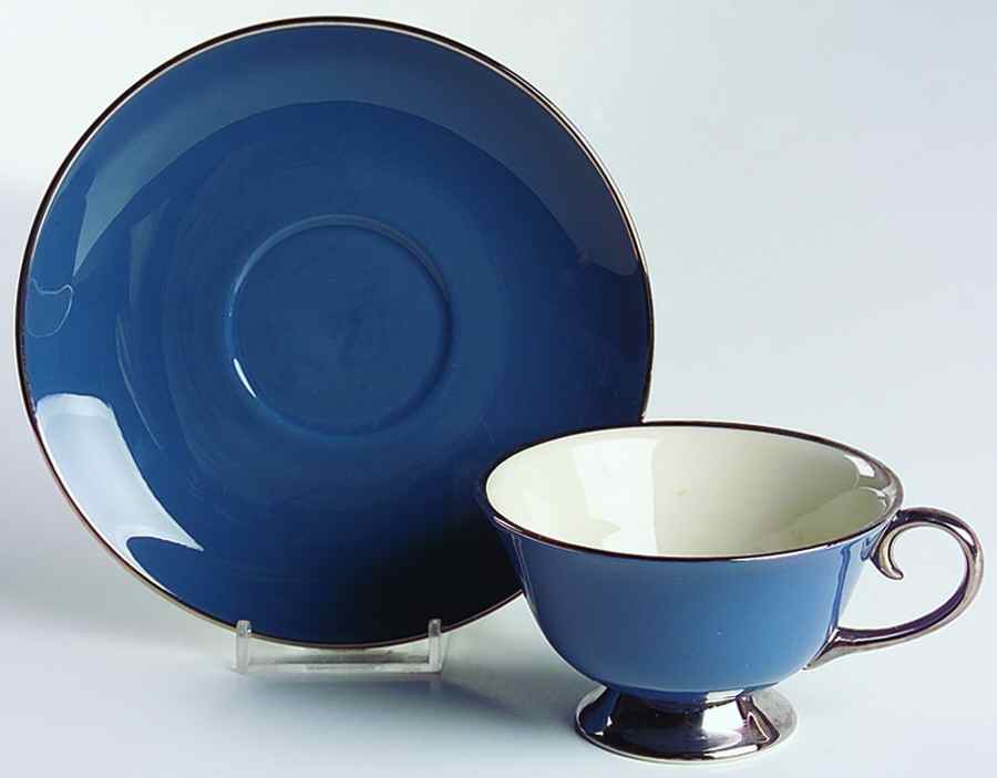 Platinum Mystic (Rim & Coupe) Footed Cup & Saucer Set by Flintridge-1