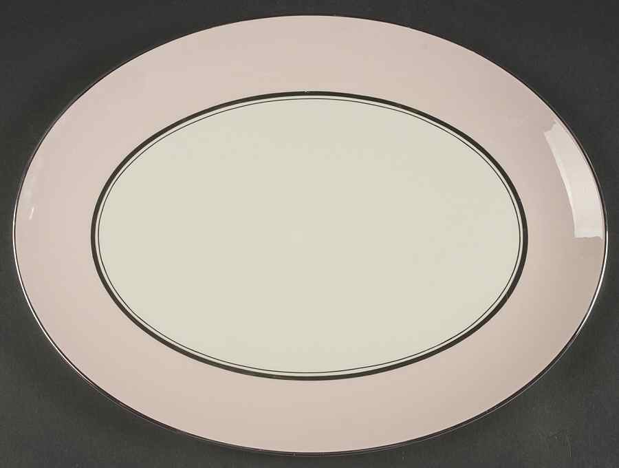 Platinum Petal Pink (Rim) 14" Oval Serving Platter by Flintridge-1