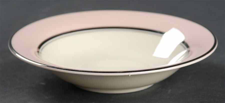Platinum Petal Pink (Rim) Rim Fruit/Dessert (Sauce) Bowl by Flintridge-1