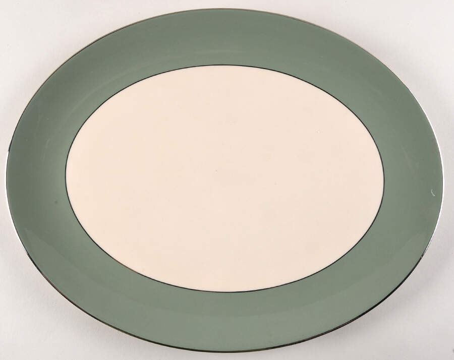 Platinum Sage (Rim & Coupe) 15" Oval Serving Platter by Flintridge-1