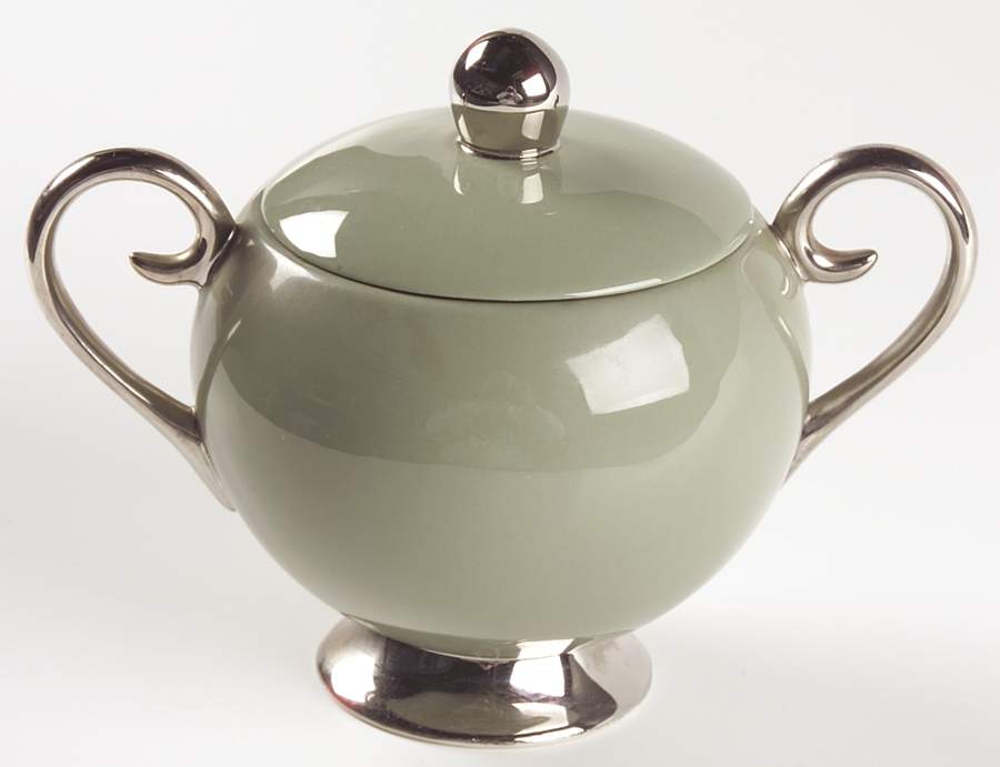 Platinum Sage (Rim & Coupe) Sugar Bowl & Lid by Flintridge-1