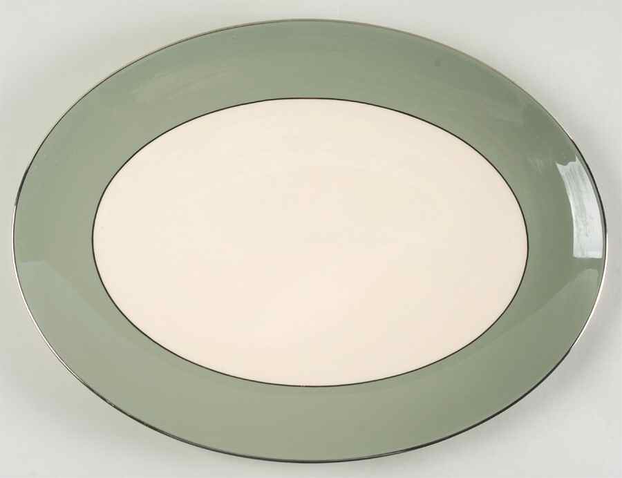 Platinum Sage (Rim & Coupe) 14" Oval Serving Platter by Flintridge-1