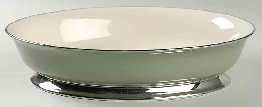 Platinum Sage (Rim & Coupe) 9" Oval Vegetable Bowl by Flintridge-1
