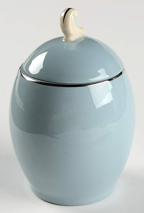 Platinum Strata Blue (Coupe) Sugar Bowl & Lid by Flintridge-1