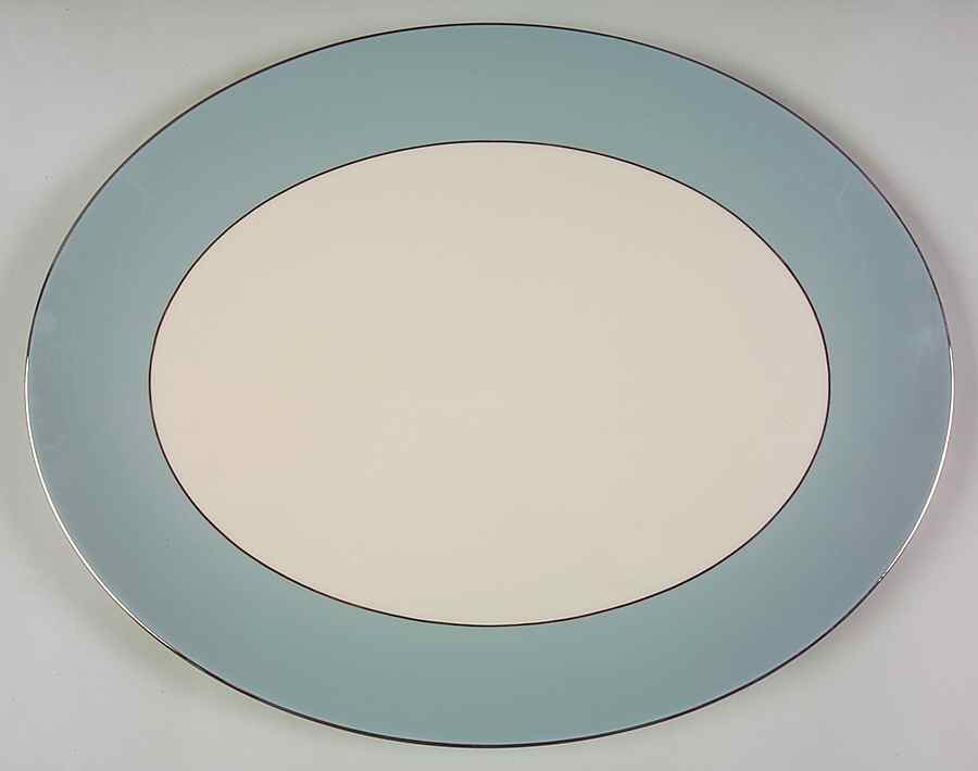 Platinum Strata Blue (Rim) 16" Oval Serving Platter by Flintridge-1