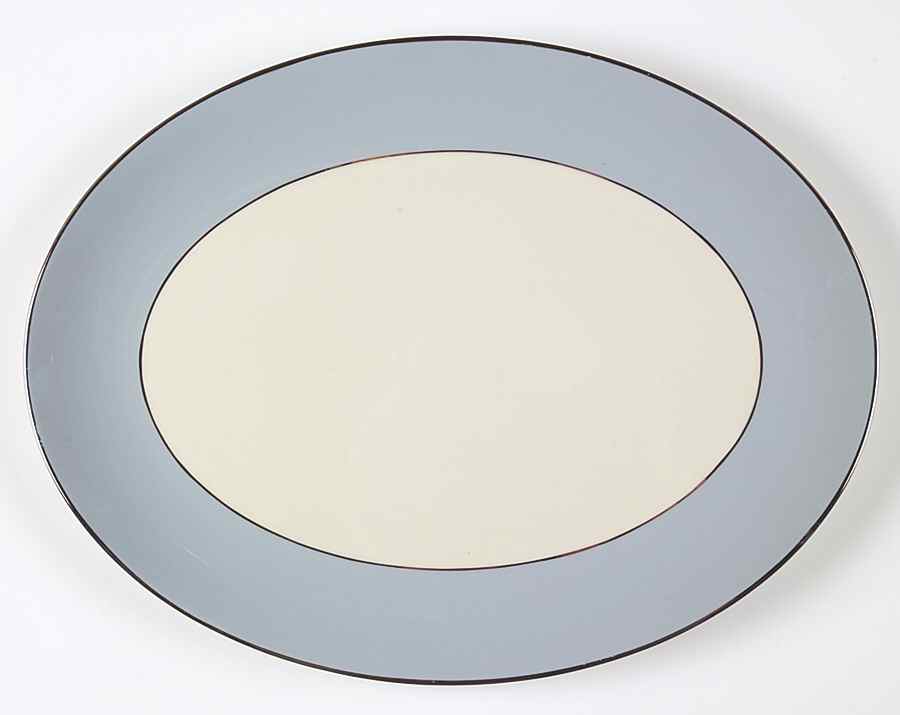 Platinum Strata Blue (Rim) 14" Oval Serving Platter by Flintridge-1