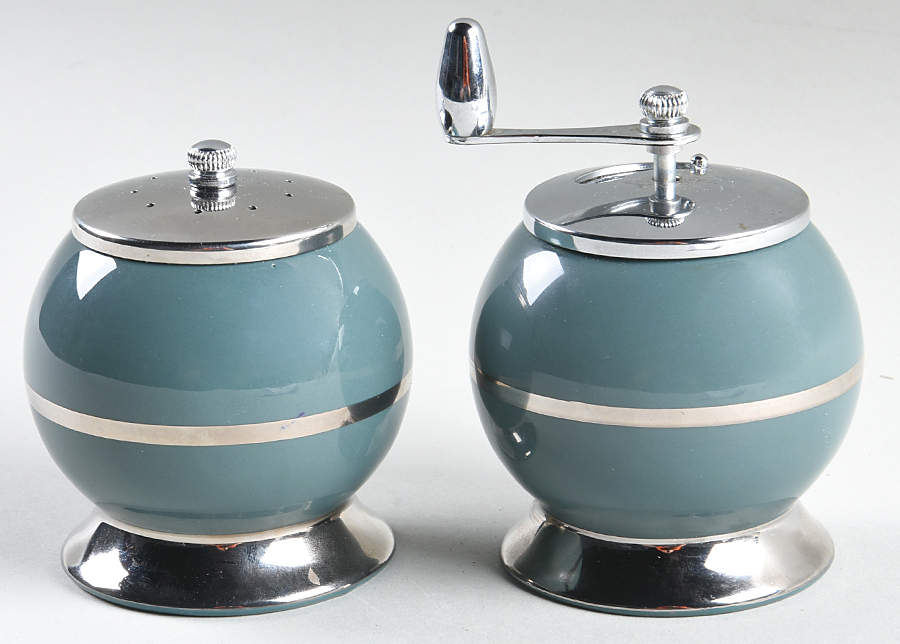 Platinum Teal (Rim) Salt Mill & Pepper Mill Set (SALMM1 & PEMM1) by Flintridge-1